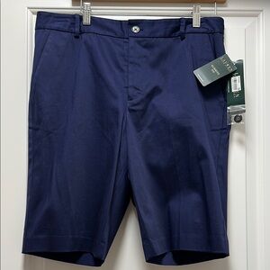 🆕 Lauren Ralph Lauren Bermuda Shorts Walking Shorts Blue Flat Front Slimming